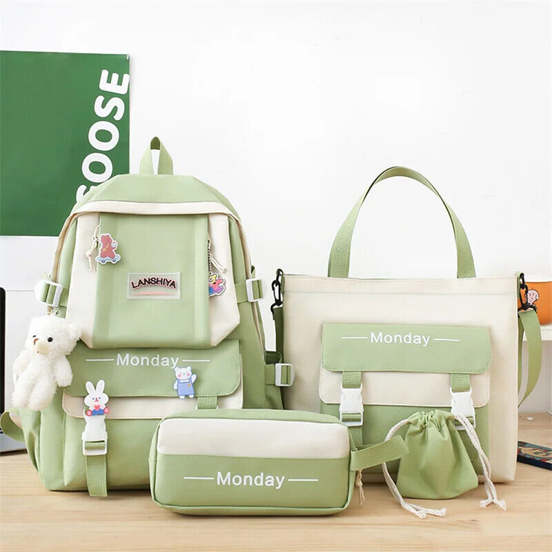 5 Pcs Sets Kids School Backpack Women's Bag Girls Students Bag Rucksack