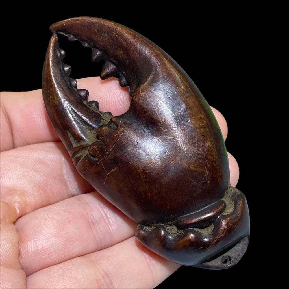 Fortune Rare Chinese Bronze Crab Figure Statue Collectable Table Decor Tea Pet