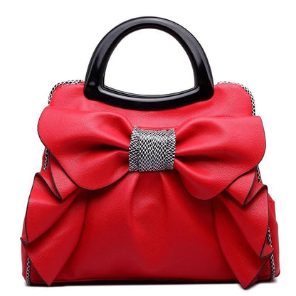 Bowknot Handbags Synthetic Leather Shoulder Messenger Bag Sweet Totes 34*15*26CM