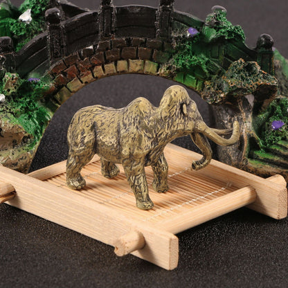 Solid Bronze Mammoth Long Toothed Elephant Statue Tea Pet Home Lucky Ornament