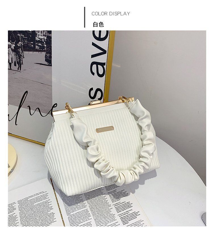 Luxury Pleated Frame Bags Party Gold Handbag Purse Vintage Underarm Shoulder Bag