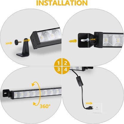 2 Pack 24W LED Shop Light, Plug in Garage Light with 6.5FT Cord and On/Off Switc