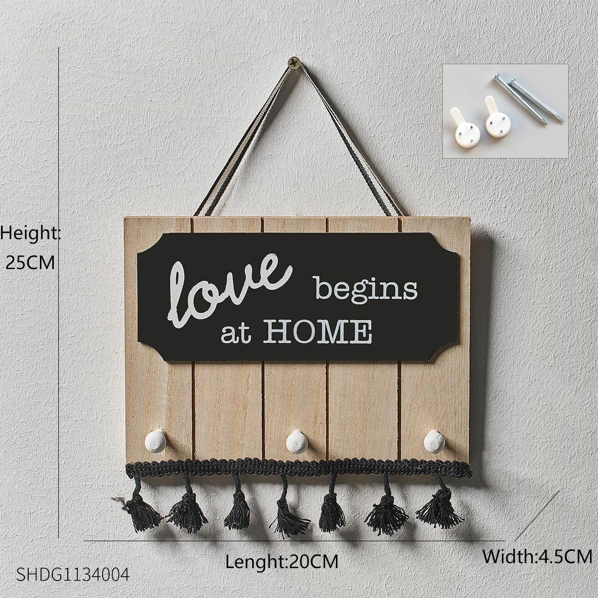 Key Holder Hanger Wall Hanging Wood Wall Organizer Rectangle House Shape Rack
