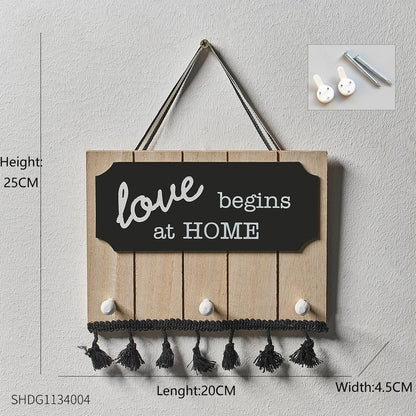Key Holder Hanger Wall Hanging Wood Wall Organizer Rectangle House Shape Rack
