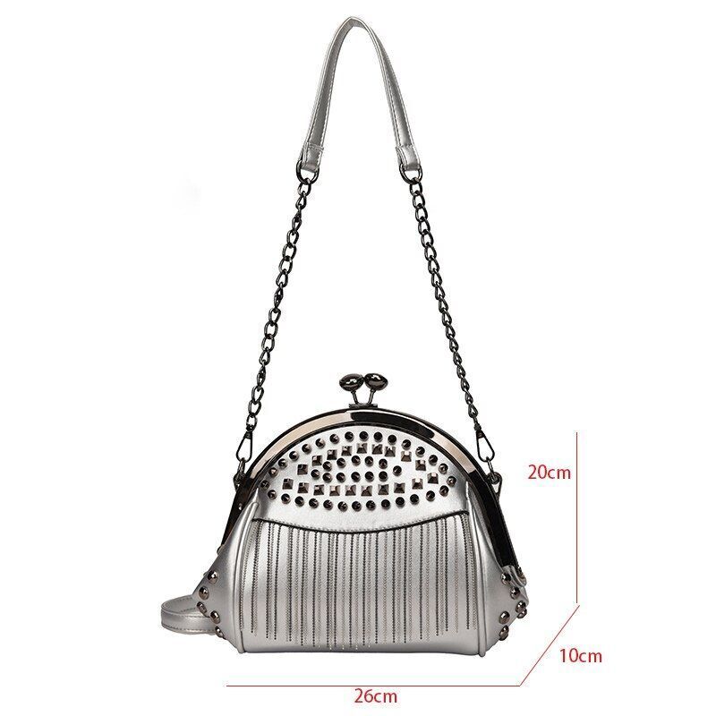 Rivet Crossbody Luxury Bag Small Handbags Clips Purse Tassel Clutch Shoulder Bag