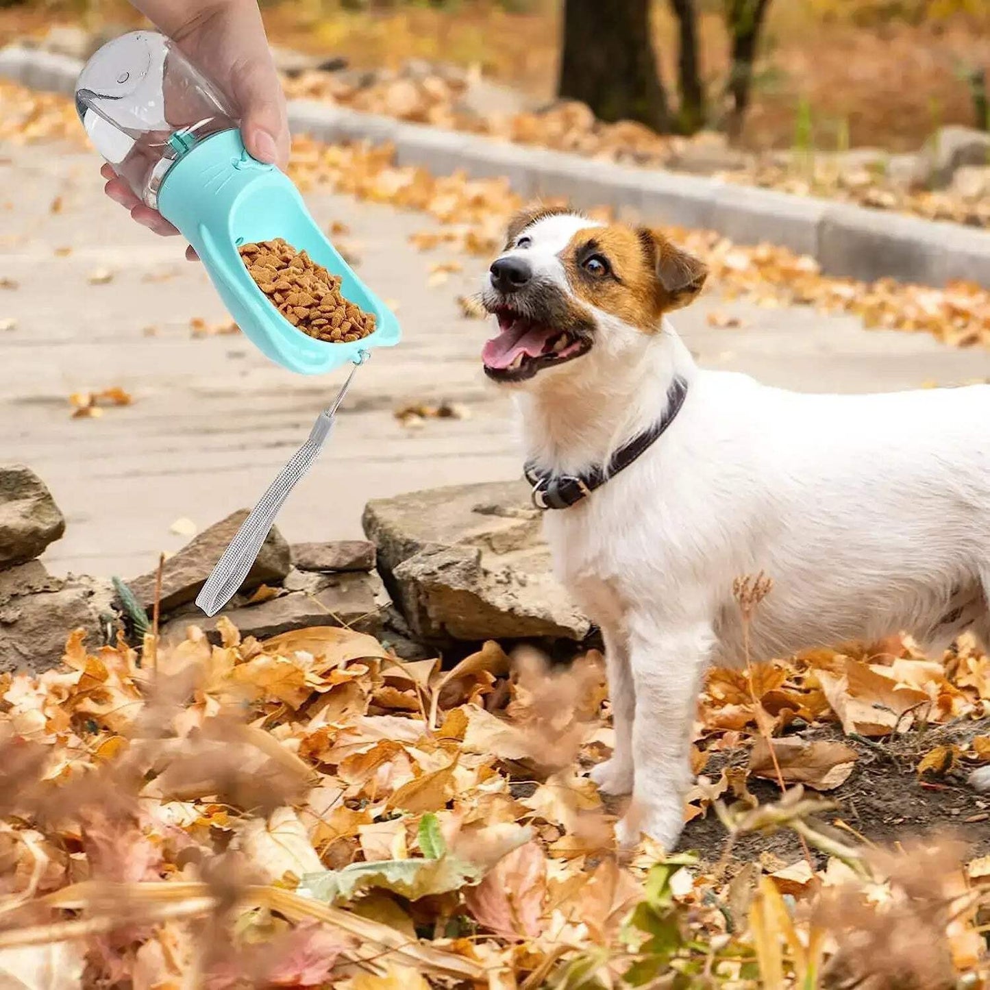 Dog Travel Water Bottle with Food Container & Leak Proof Lock