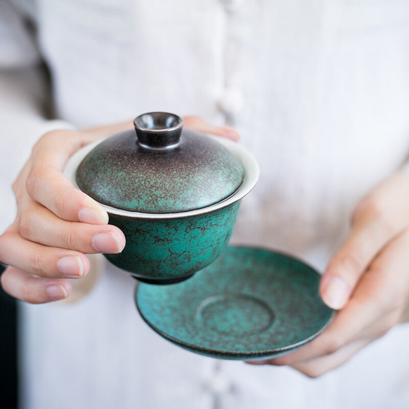 Kiln Change Gaiwan Ceramic Tureen Sancai Bowl Saucer Lid Chinese Tea Brewer New