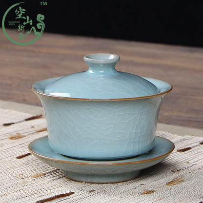 180ml Gaiwan Open Film Cover Bowl Longquan Celadon Kungfu Pot Tea Bowl Tea Cups