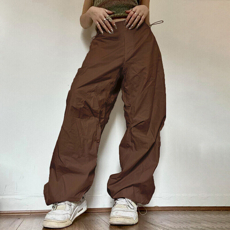 Women Cargo Joggers Pants Baggy Loose Elastic Wide Leg Loose Trousers Streetwear