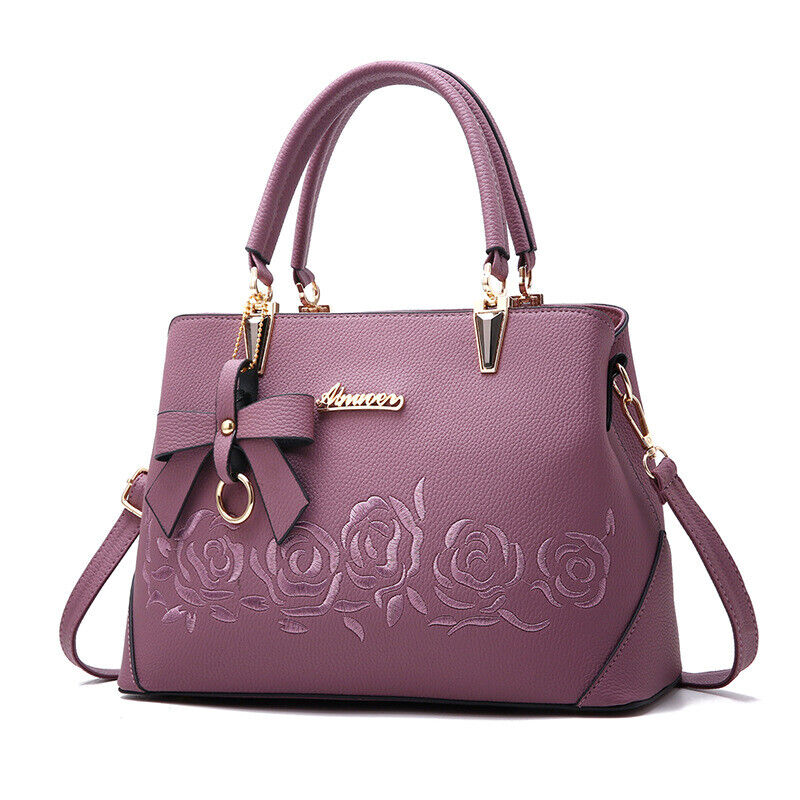 Fashion Women Ladie PU Leather Handbag Shoulder Bag Flower Satchel Messenger Bag
