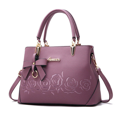 Fashion Women Ladie PU Leather Handbag Shoulder Bag Flower Satchel Messenger Bag