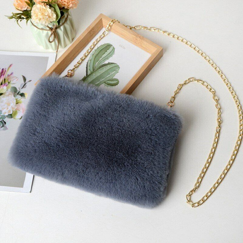 Pretty Cute Faux Rabbit Fur Handbag Shoulder Messenger Bag Fashion Long FurGrass