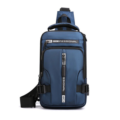 Men Nylon Backpack Cross body Shoulder Bag with USB Charging Port Chest Bags New