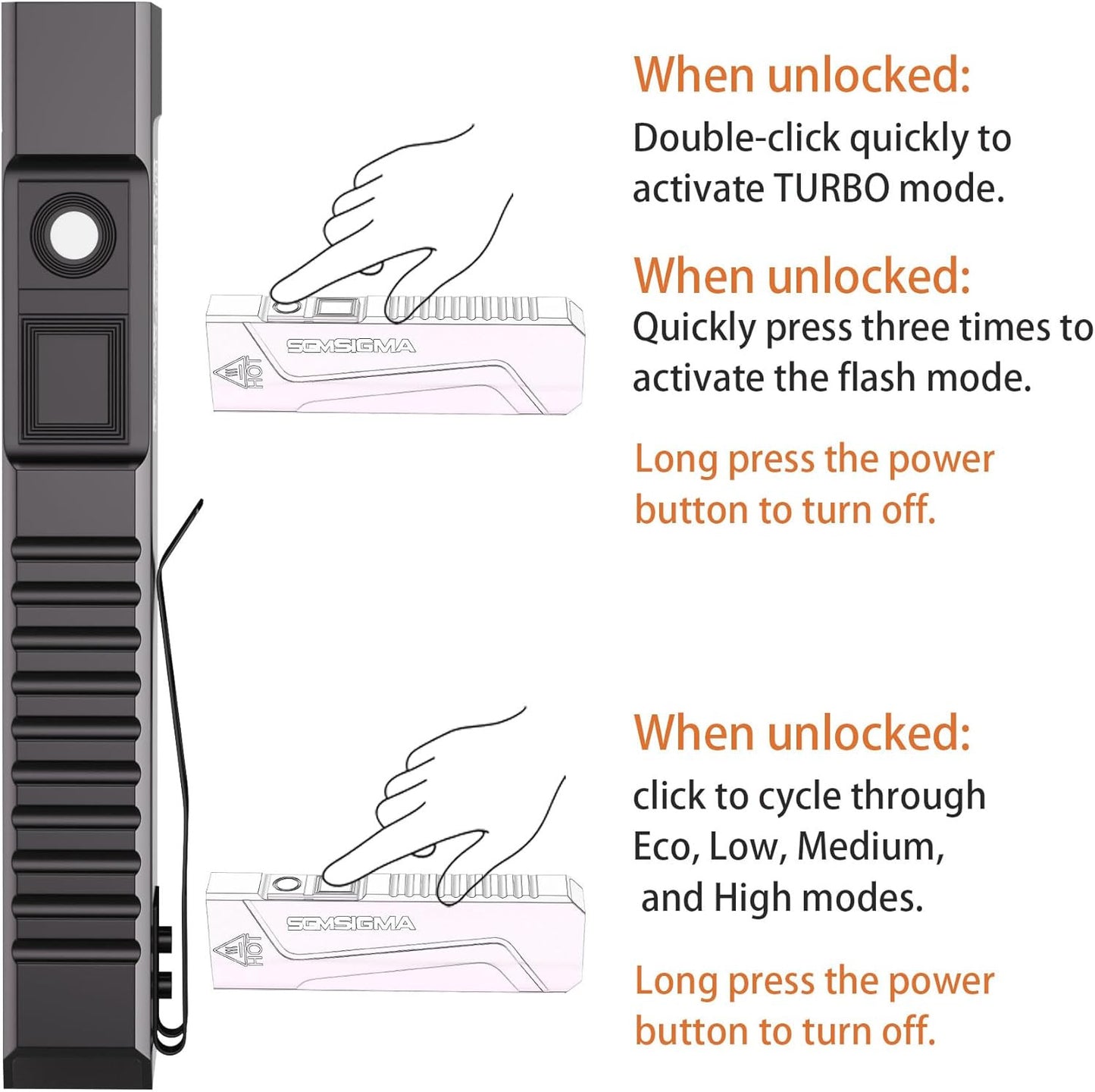 2 Pack 1500 Lumen EDC Flat Flashlight, USB-C Rechargeable Pocket Light, 6 Mode P