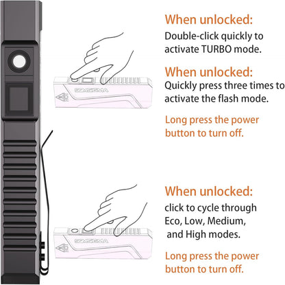 2 Pack 1500 Lumen EDC Flat Flashlight, USB-C Rechargeable Pocket Light, 6 Mode P