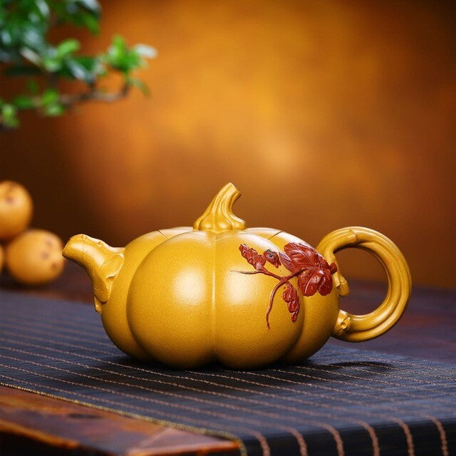 Pumpkin Shape Master Tea Pot Marked Handmade Pot Classical 14 Infuser Holes New