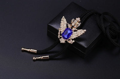 Men Bolo Tie Polyester Semi Precious Stone Pendant Suit Shirt Collar Accessories