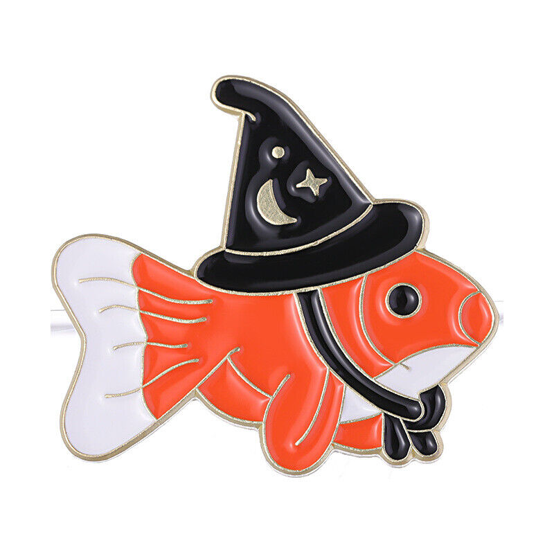 Creative Brooch Enamel Lapel Pin Fashion Badge Pin Charms Fish Hat Brooches Gift