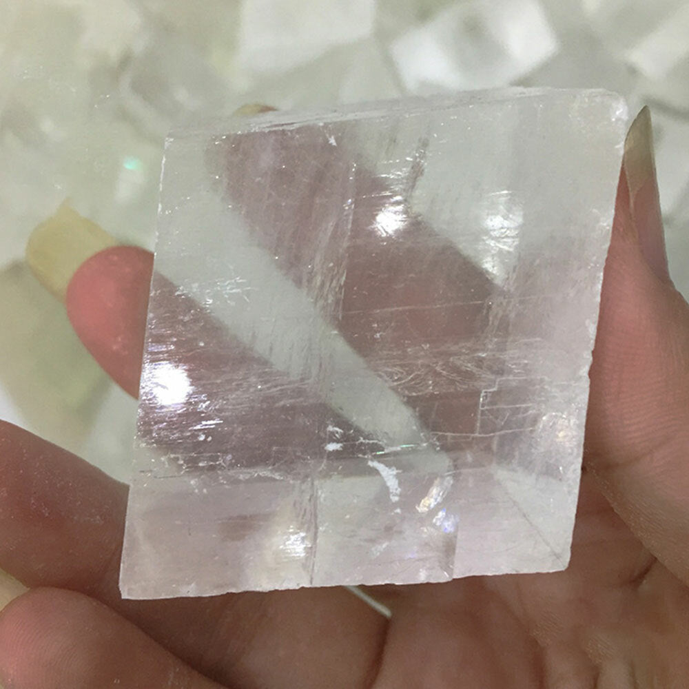 1pc Natural Iceland Spar Quartz Crystal Mineral Teaching Healing 30g+-