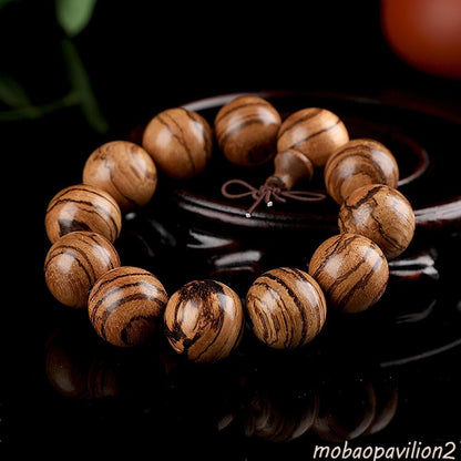 20 Mm Vietnamese Agarwood Wooden Bracelet Tiger Pattern Buddha Beads Gift