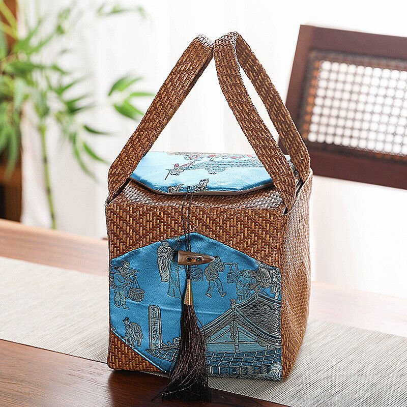 Tea Teaware Storage Bag Pouch Portable Vine Weaving Single Pot Gifts Box