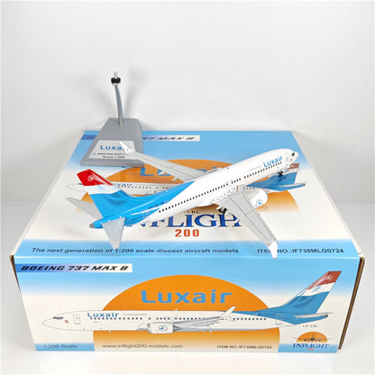 1:200 Inflight Luxair BOEING B737MAX8 Passenger Airplane Diecast Aircraft Model