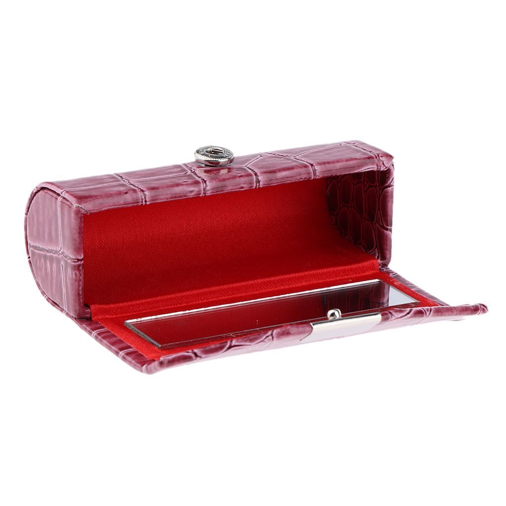 Elegant ABS Synthetic Leather Lipstick Case Bag Flocking Liner Traveling Purse