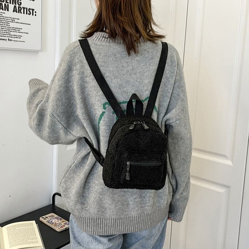 Kids Mini Backpack School Bag Shopping Shoulder Purse 18*21*11CM Polyester Khaki