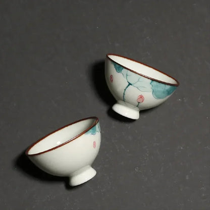 45ml Chinese Ceramic Teacup Personal Cup Hand Painted Lotus Tea Bowl Master Cup