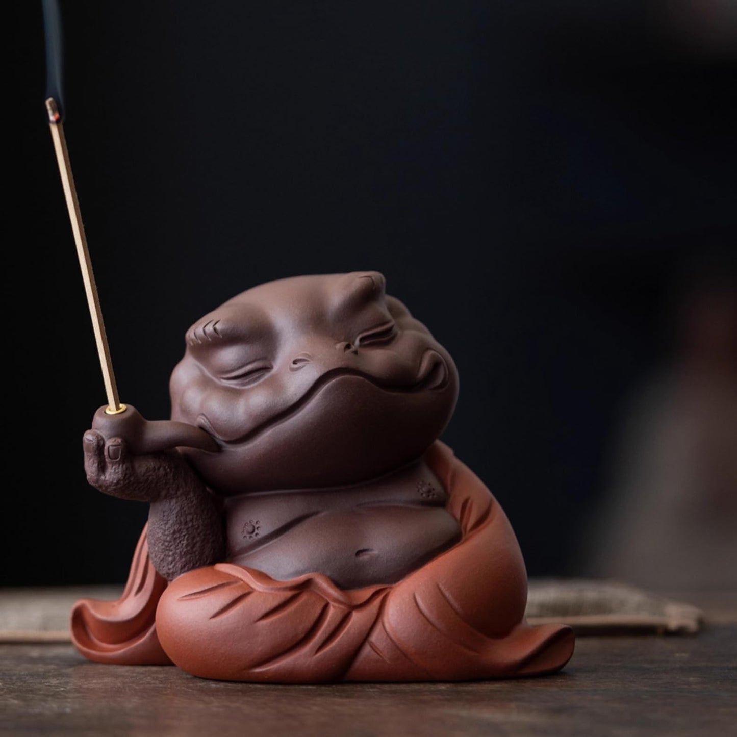 Toad Purple Sands Tea Pet Incense Holder 11.6cm Chinese Tea Play Decoration
