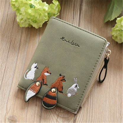 Girls Cartoon Leather Card Clamps Women's Wallet Coin Female Purse Clip Billfold