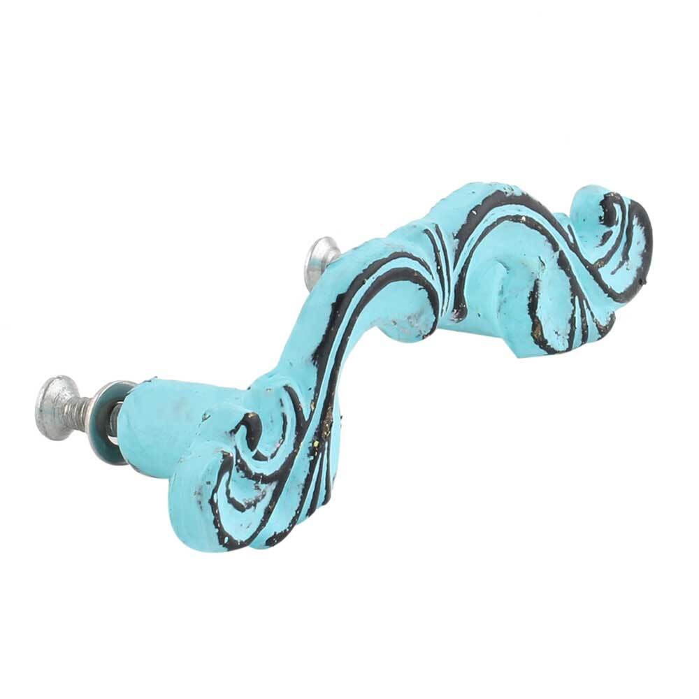 Antique Finish Turquoise Distressed Iron Bow Wardrobe Handle set of 2