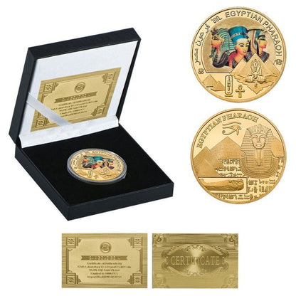 Commemorative Challenge Coins Egyptian Pharaoh Gold Plated Craft Souvenir 1.57in
