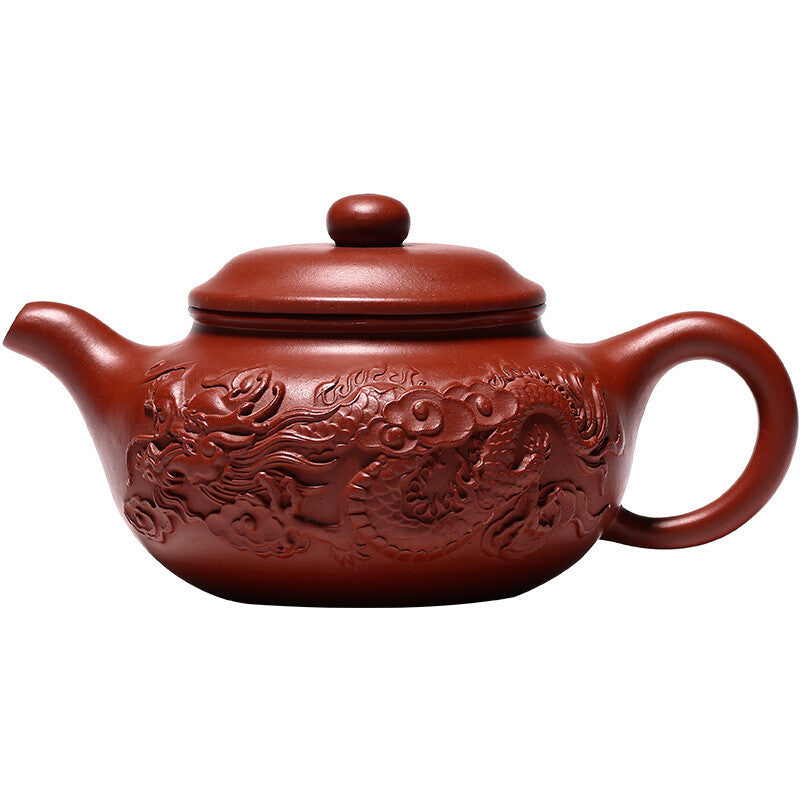Teapot 8oz Chinese Yixing Genuine Dahongpao Clay Handmade Fanggu Dragon Tea Pot