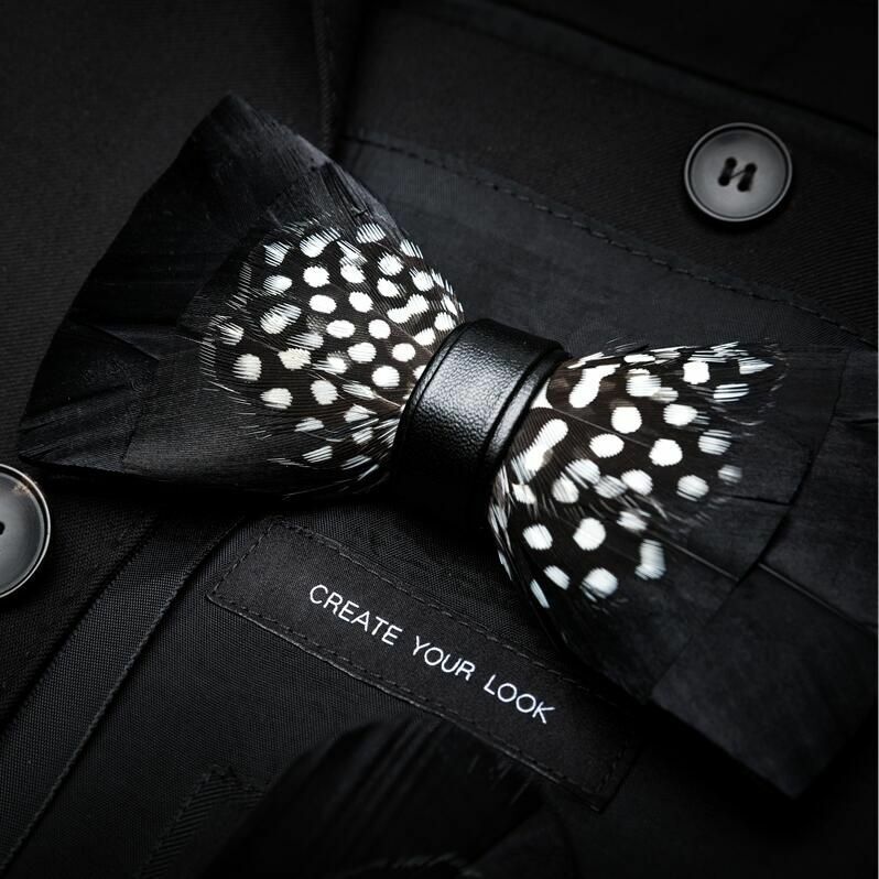 Men's Luxury Bowtie 12x5cm Peacock Feather Leather Bow Ties Fashion Party Formal