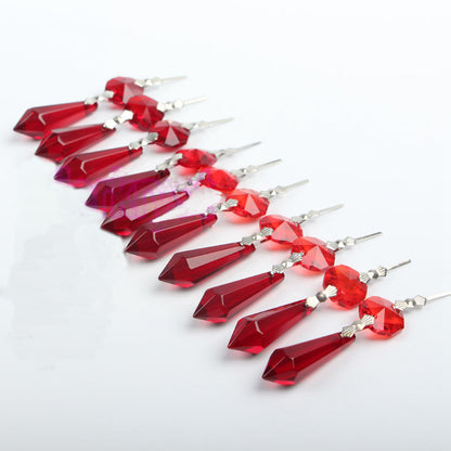 30 Red Chandelier Glass Crystals Lamp Prisms Parts Hanging Drops Pendants 38mm