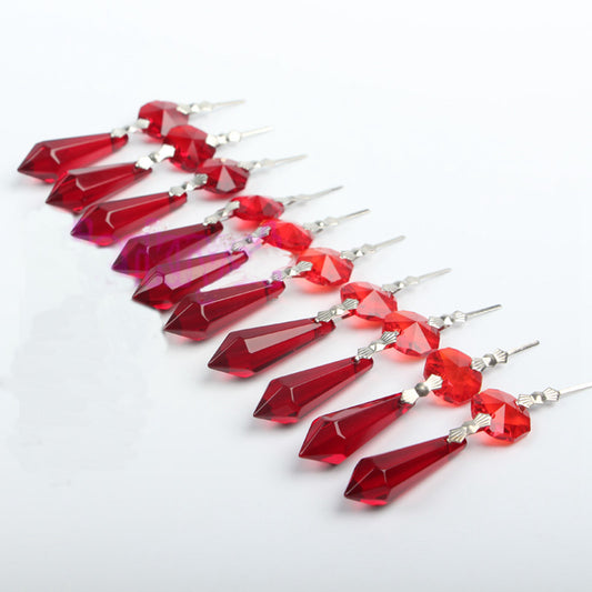 30 Red Chandelier Glass Crystals Lamp Prisms Parts Hanging Drops Pendants 38mm