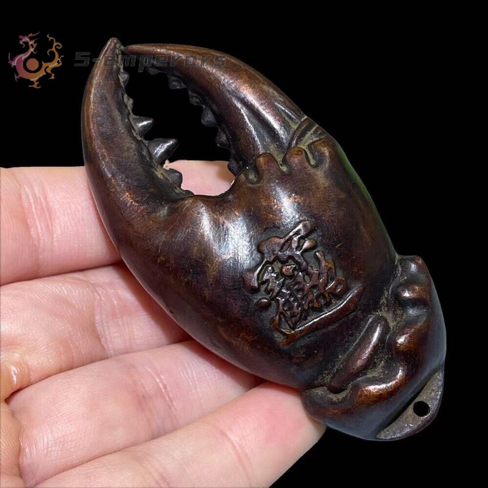 fortune Rare chinese bronze crab figure statue collectable table decor tea pet