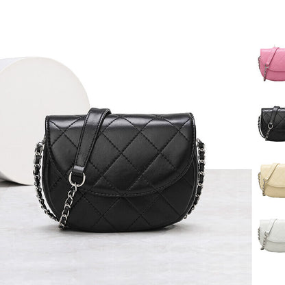 Mini Quilted Sheepskin Leather Saddle Shoulder Bag Flap Purse Handbag Crossbody