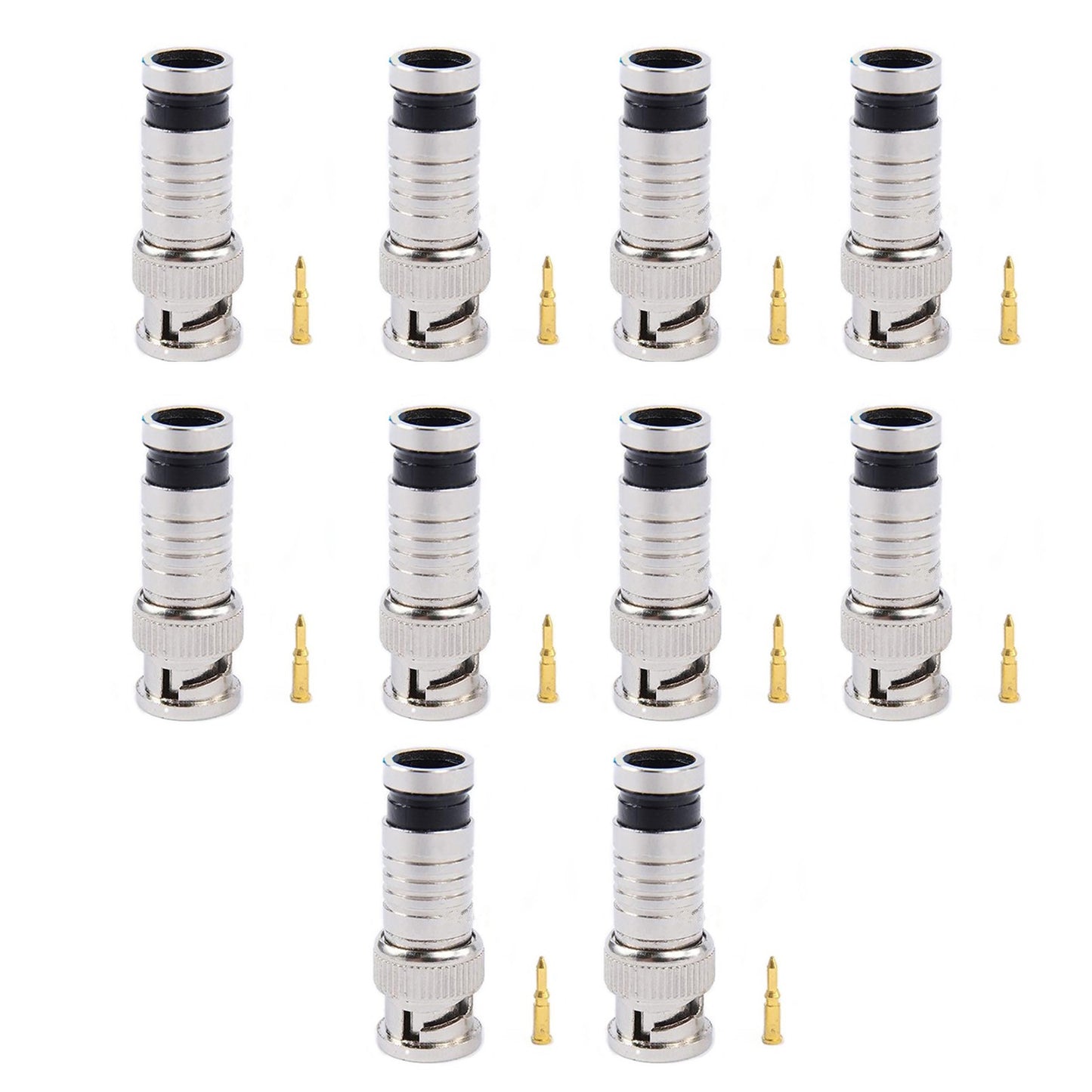 Premium Adapter BNC Compression Connector for CCTV Camera RG6 Coax Cables 10x