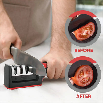 Knife Sharpener Professional Ceramic Tungsten Kitchen Sharpening System 3 Stage