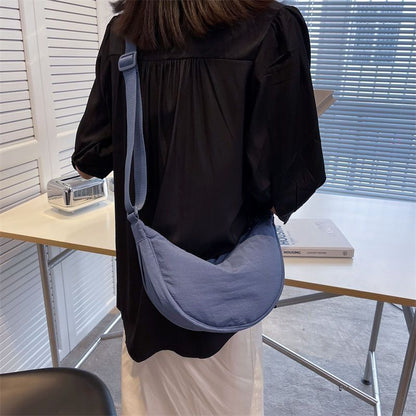 Hobos Shoulder Bag Solid Color Nylon Messenger Bags Travel Pouch Zipper Handbags