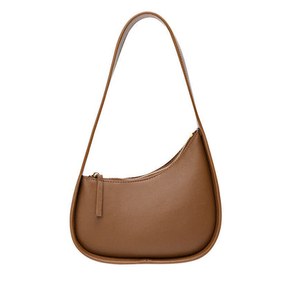 Small Mini Curved Half Moon Leather Single Shoulder bag Purse Handbag Tote