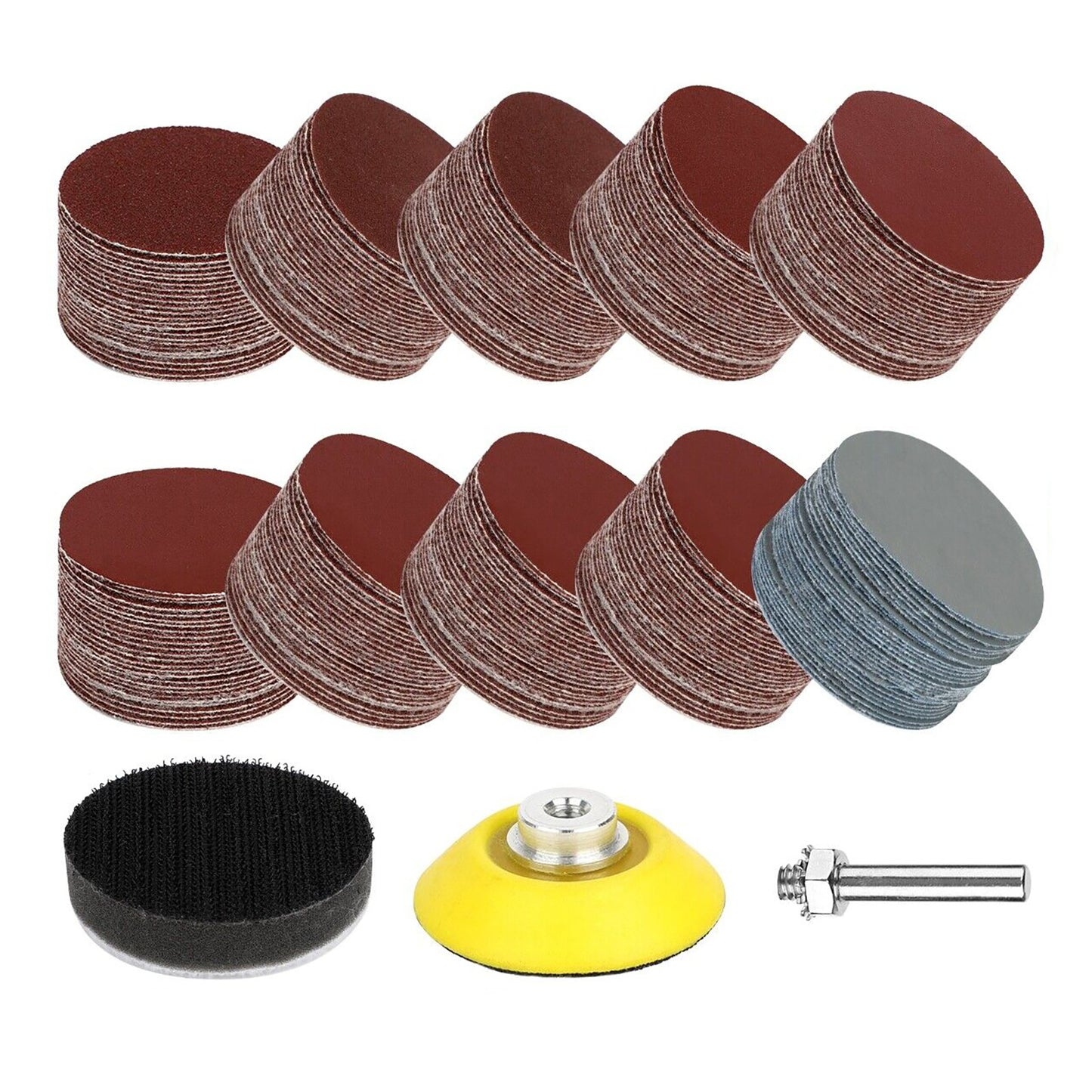 303PCS 2" inch Hook Loop Sanding Discs 80#, 120#,180#- 3000# Grit Sandpaper