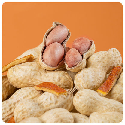 Canned Shelled Cooked Red Peanuts - Tangerine Peel Flavor. Peanuts.