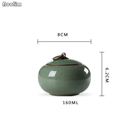 Ceramic Tea Caddy Stove Canister Puer Creative Longquan Celadon Cracked Glaze