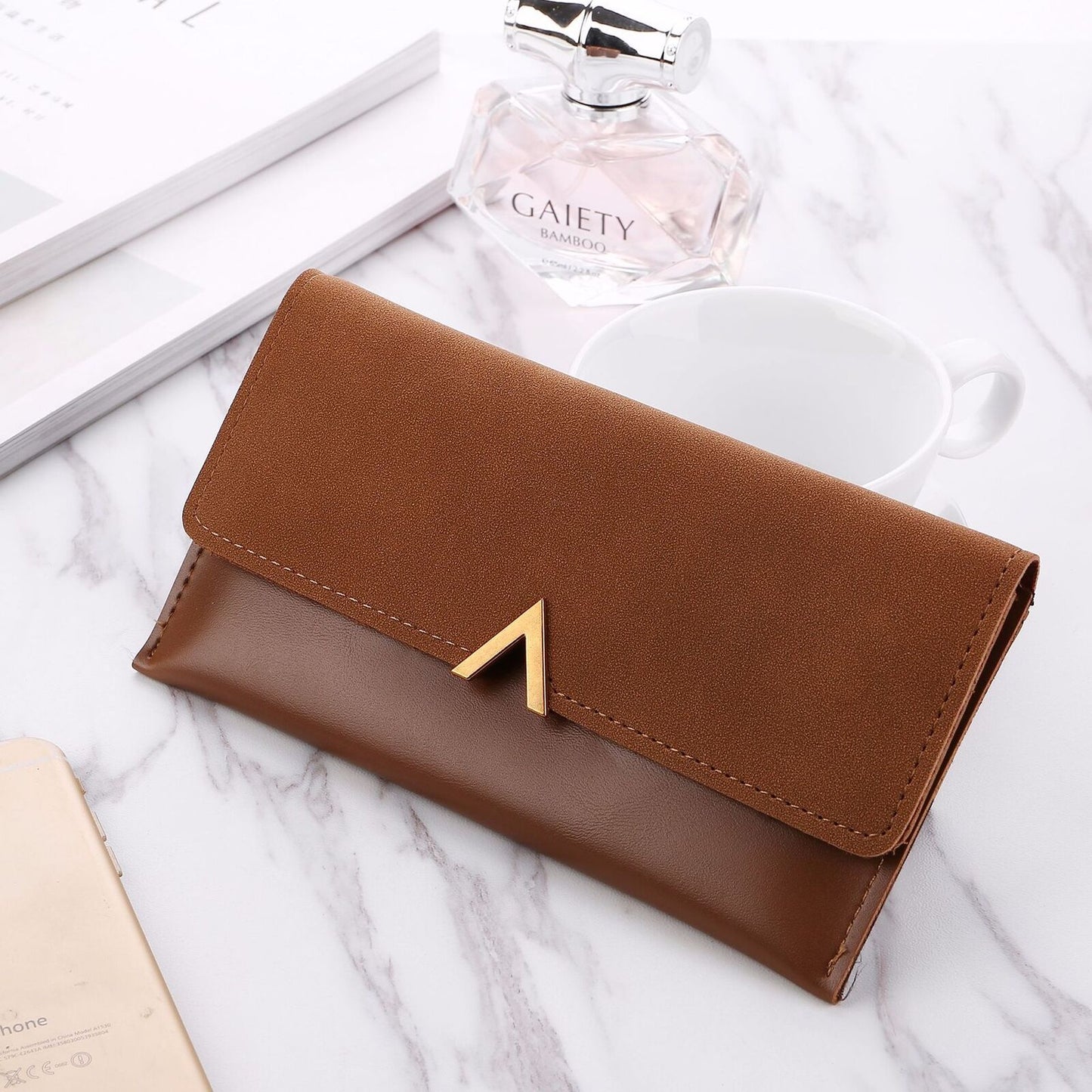 Synthetic Leather Women Wallet Hasp Zipper Coin Card Holder Bag Purse 19.5*9.5CM