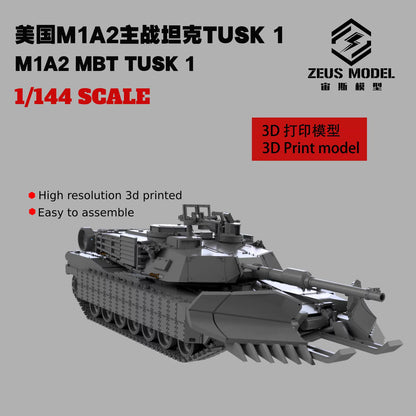 1/144 US M1A2 TUSK1 /TUSK2 /SEP V3 MBT Main Battle Tank Model Kit 3D Printed