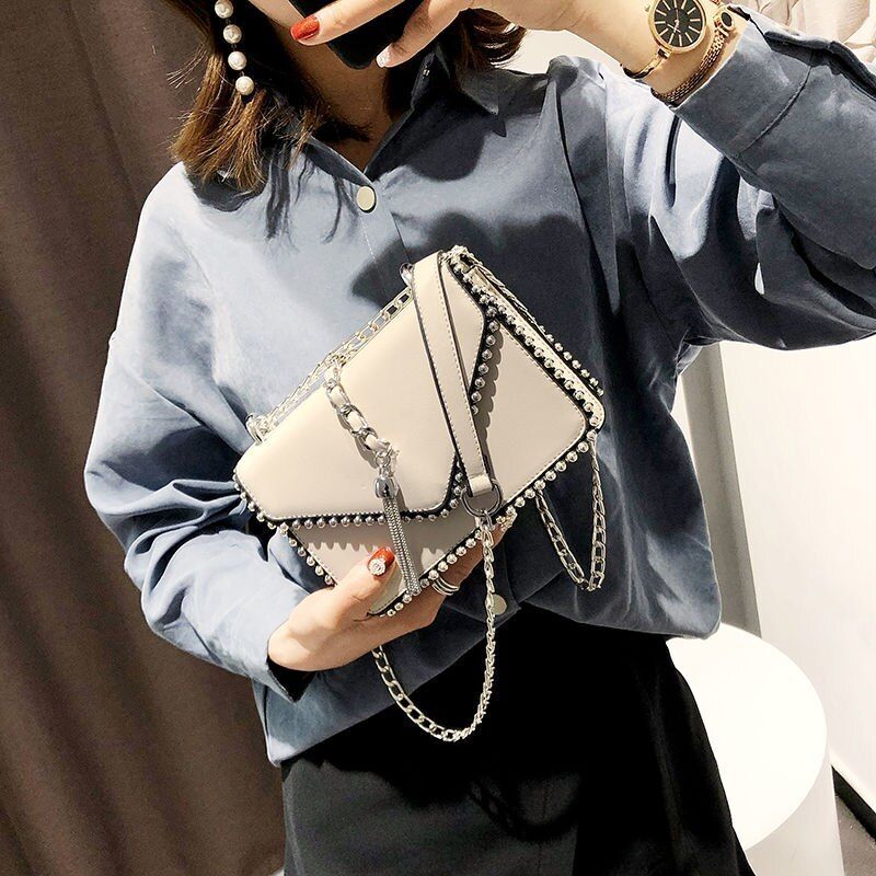 2 Layers Fringe Tassel Synthetic Leather Handbag Vintage Shoulder Bag 17*14*6 CM