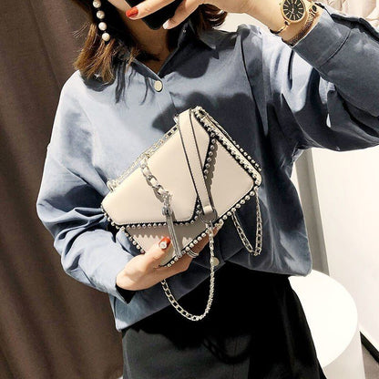 2 Layers Fringe Tassel Synthetic Leather Handbag Vintage Shoulder Bag 17*14*6 CM
